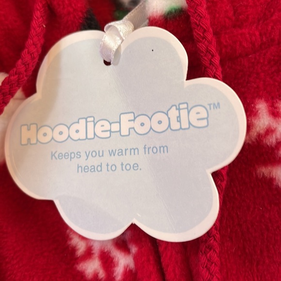 Hoodie-Footie Red Fleece Onesie - Picture 3 of 8